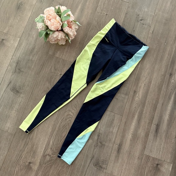 🍁5 for $15🍁 Reebok Blue Color Block High Waist Athletic Leggings - Picture 1 of 5